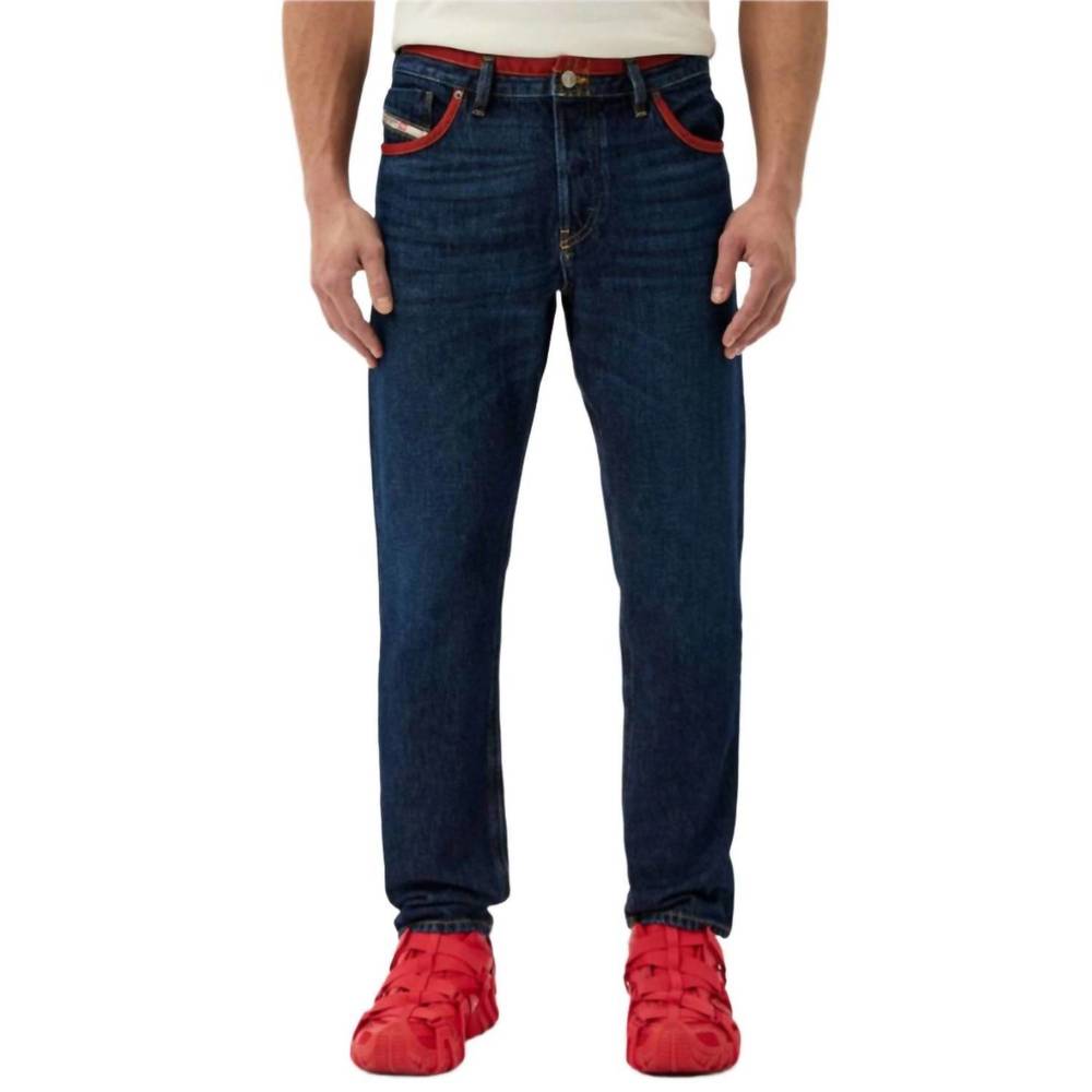 NEW DIESEL diesel outline straight leg denim jeans in blue/orange